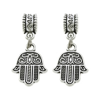 Zinc Alloy Hamsa Pendants, word love, silver color plated, Islamic jewelry & without troll & blacken, 28mm Approx 5mm 