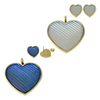 Fashion Stainless Steel Jewelry Sets, pendant & earring, with Resin, Heart, gold color plated, colorful powder Approx 5mm 