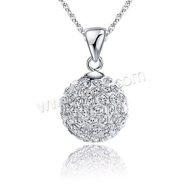 Rhinestone Clay Pave Pendants, 925 Sterling Silver, with Rhinestone Clay Pave, Round, different size for choice, 9x16mm, Hole:Approx 3x4mm, Sold By PC