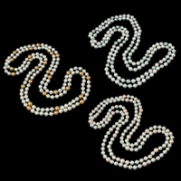 Südsee Schalen Strickjacke-Kette Halskette, Südsee Muschel, rund, zweifarbig, keine, 7-8mm, Länge:ca. 53.5 ZollInch, verkauft von Strang