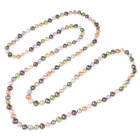 Natural Freshwater Pearl Long Necklace, Potato, multi-colored, 8-9mm Approx 47 Inch 