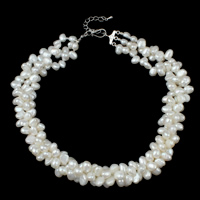Natural Freshwater Pearl Necklace, brass hook and eye clasp, with 4cm extender chain, Baroque , white, 5-8mm Approx 22 Inch 