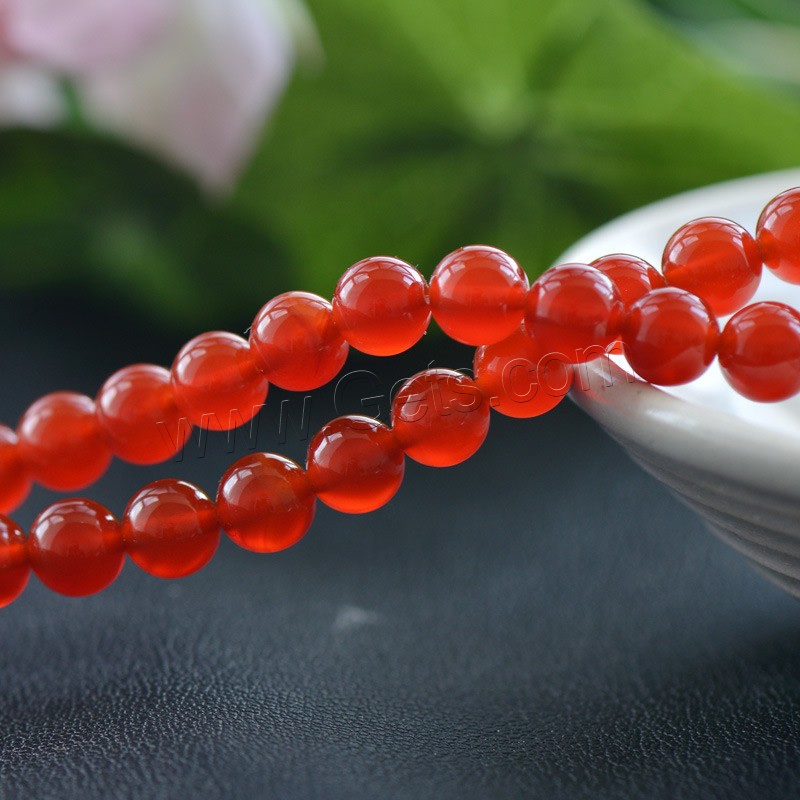 Perles Agates rouges naturelles, agate rouge, Rond, normes différentes pour le choix, Trou:Environ 1mm, Longueur:Environ 15.5 pouce, Vendu par brin