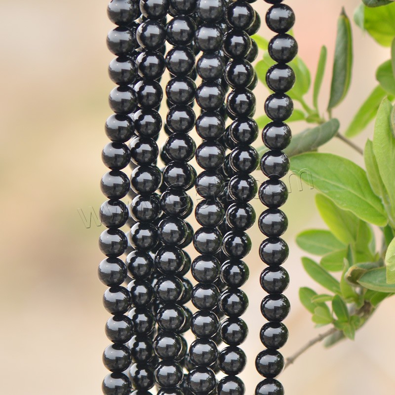 Perles Agates Noires naturelles, agate noire, Rond, normes différentes pour le choix, Trou:Environ 1mm, Longueur:Environ 15.5 pouce, Vendu par brin