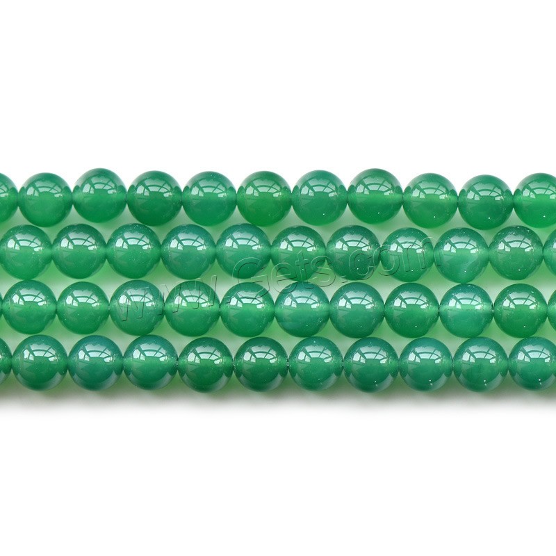Perle agate verte naturelle, Rond, normes différentes pour le choix, Longueur:Environ 15.5 pouce, Vendu par brin