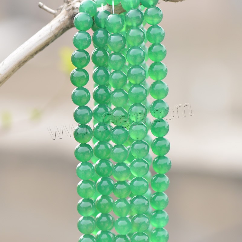 Natural Green Agate Beads, Round, different size for choice, Length:Approx 15.5 Inch, Sold By Strand