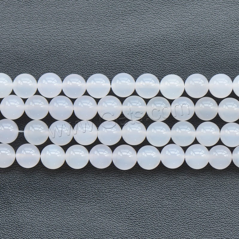 Natürliche Weiße Achat Perlen, Weißer Achat, rund, verschiedene Größen vorhanden, Bohrung:ca. 1mm, Länge:ca. 15.5 ZollInch, verkauft von Strang