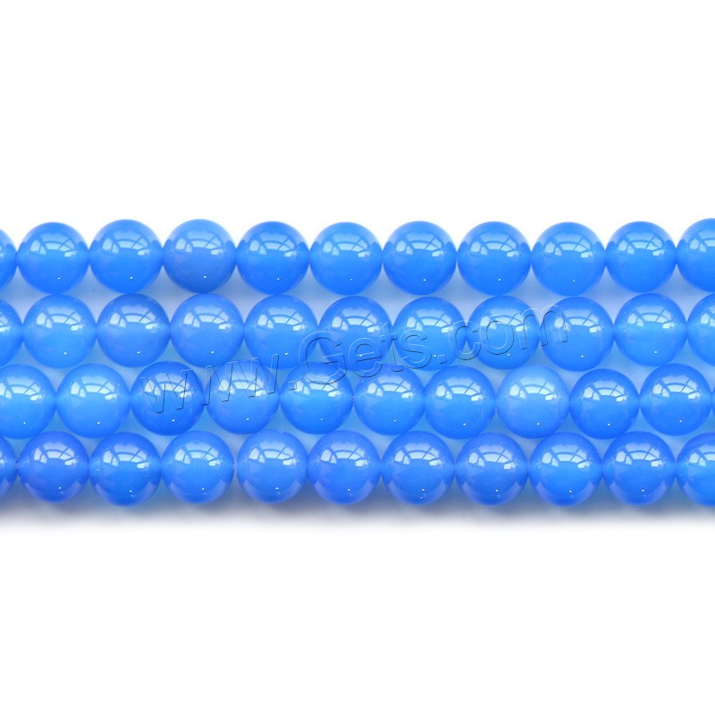 Perle Agate bleue naturelle, Rond, normes différentes pour le choix, Trou:Environ 1mm, Longueur:Environ 15.5 pouce, Vendu par brin