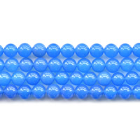 Abalorios de Ágata Azul, Esférico, natural, diverso tamaño para la opción, agujero:aproximado 1mm, longitud:aproximado 15.5 Inch, Vendido por Sarta