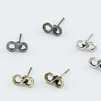 Zinc Alloy Stud Earring, stainless steel post pin, Infinity, plated nickel, lead & cadmium free 