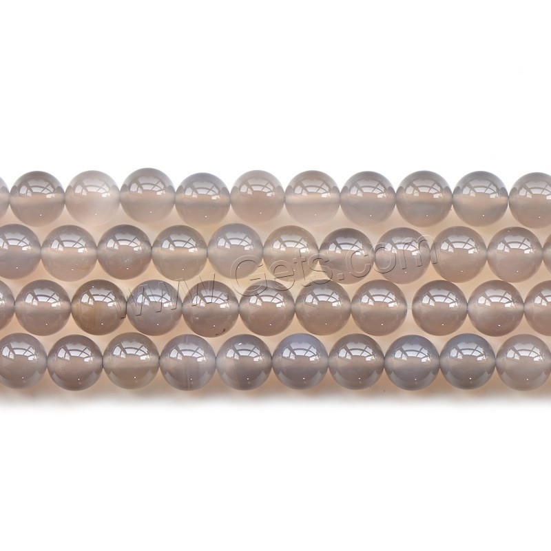 Perles agates grises naturelles, agate grise, Rond, normes différentes pour le choix, Longueur:Environ 15.5 pouce, Vendu par brin