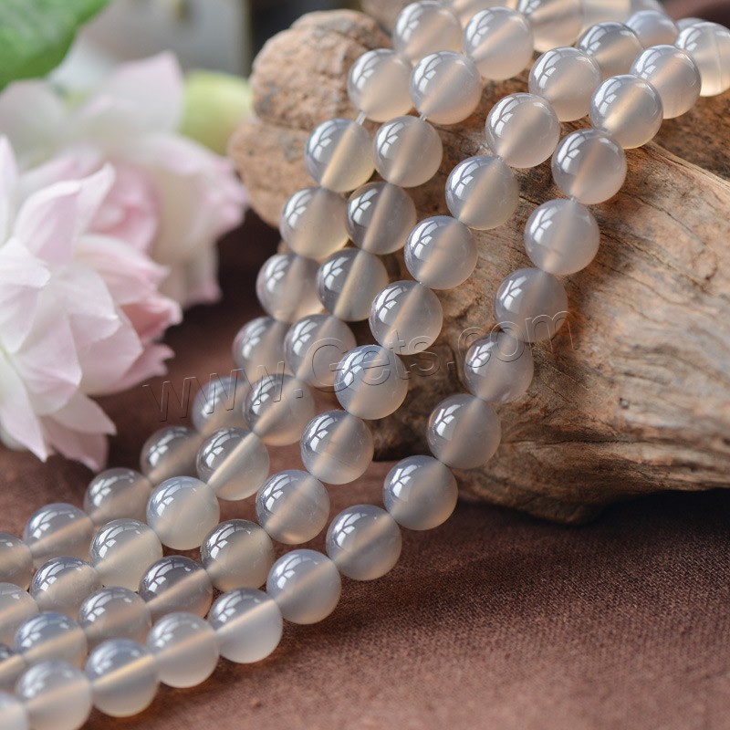 Natural Grey Agate Beads, Round, different size for choice, Length:Approx 15.5 Inch, Sold By Strand
