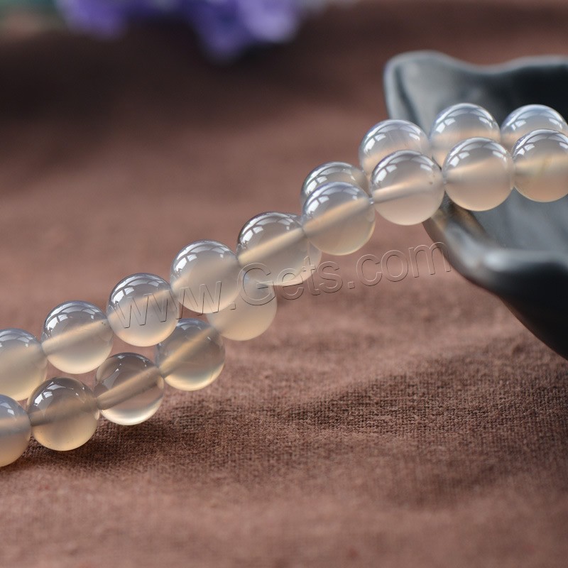 Natürliche graue Achat Perlen, Grauer Achat, rund, verschiedene Größen vorhanden, Länge:ca. 15.5 ZollInch, verkauft von Strang