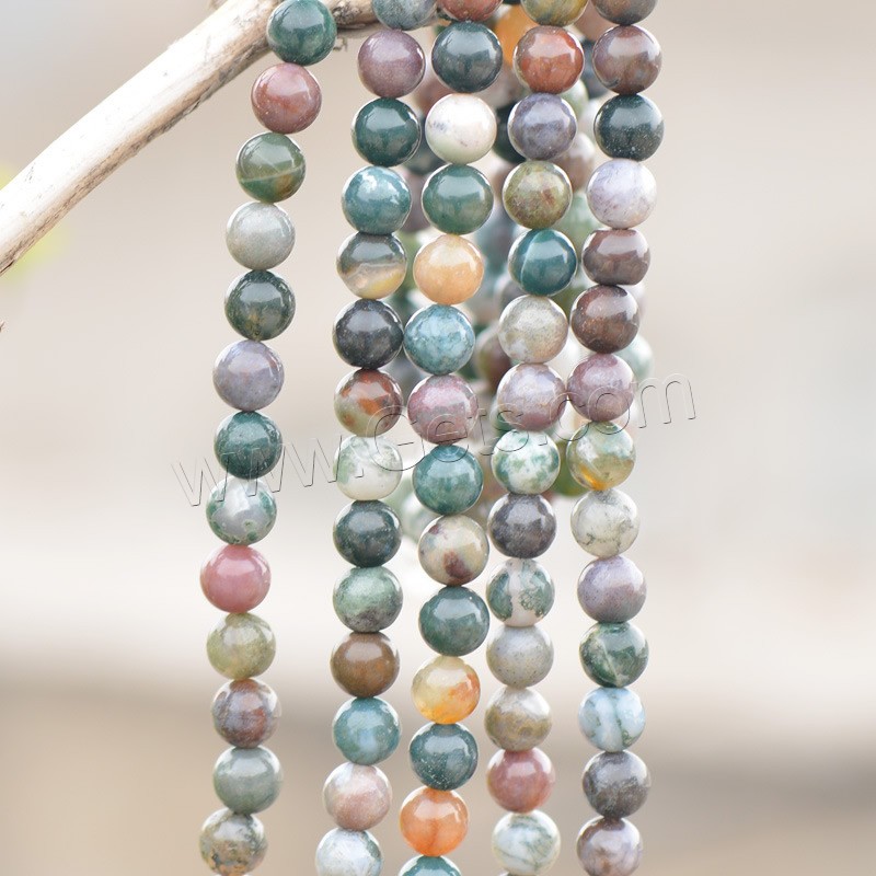 Natürliche Indian Achat Perlen, Indischer Achat, rund, verschiedene Größen vorhanden, Bohrung:ca. 1mm, Länge:ca. 15.5 ZollInch, verkauft von Strang