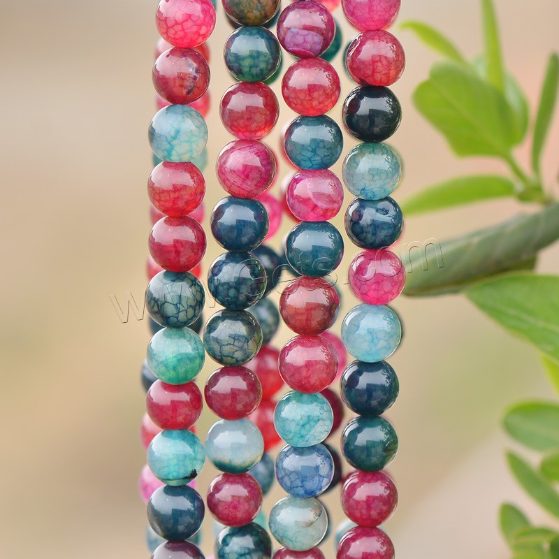 Perles agate veines de dragon naturelles, Rond, normes différentes pour le choix, multicolore, Trou:Environ 1mm, Longueur:Environ 15.5 pouce, Vendu par brin