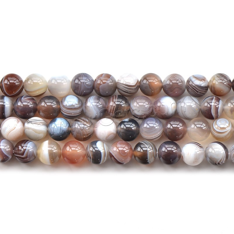 Natürliche Streifen Achat Perlen, rund, verschiedene Größen vorhanden, Bohrung:ca. 1mm, Länge:ca. 15.5 ZollInch, verkauft von Strang