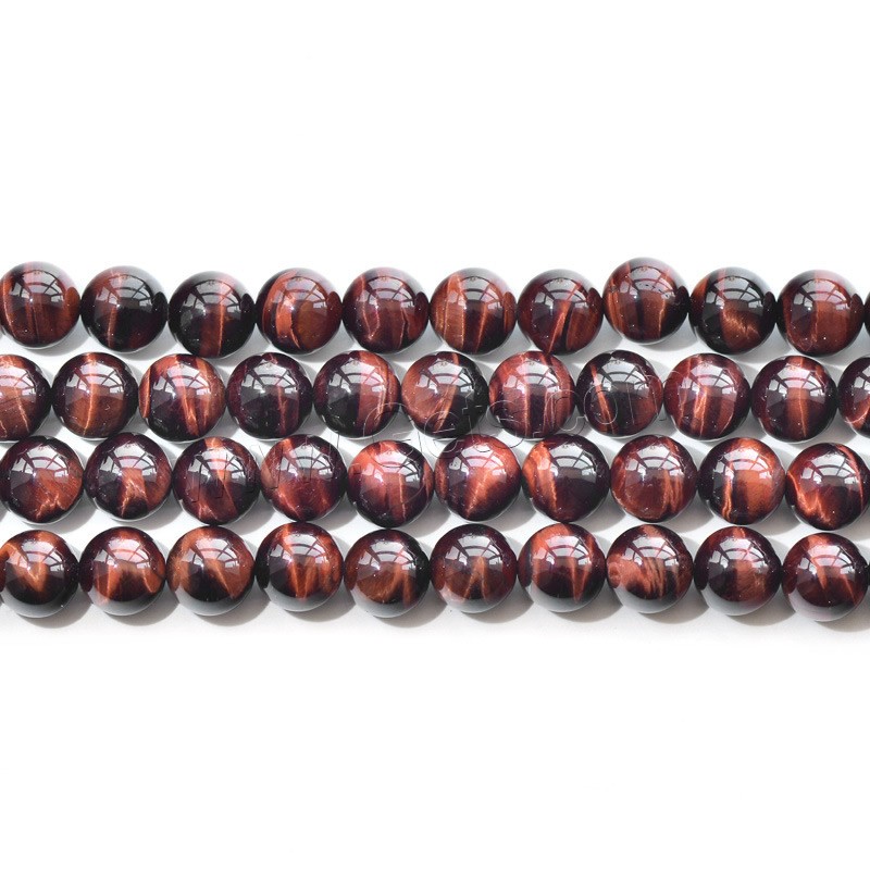 Perles d'Oeil de tigre, Rond, naturel, normes différentes pour le choix, couleur rouge de café, Trou:Environ 1mm, Longueur:Environ 15.5 pouce, Vendu par brin
