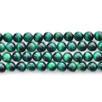 Perles d'Oeil de tigre, Rond, naturel, normes différentes pour le choix, vert Environ 1mm Environ 15.5 pouce, Vendu par brin