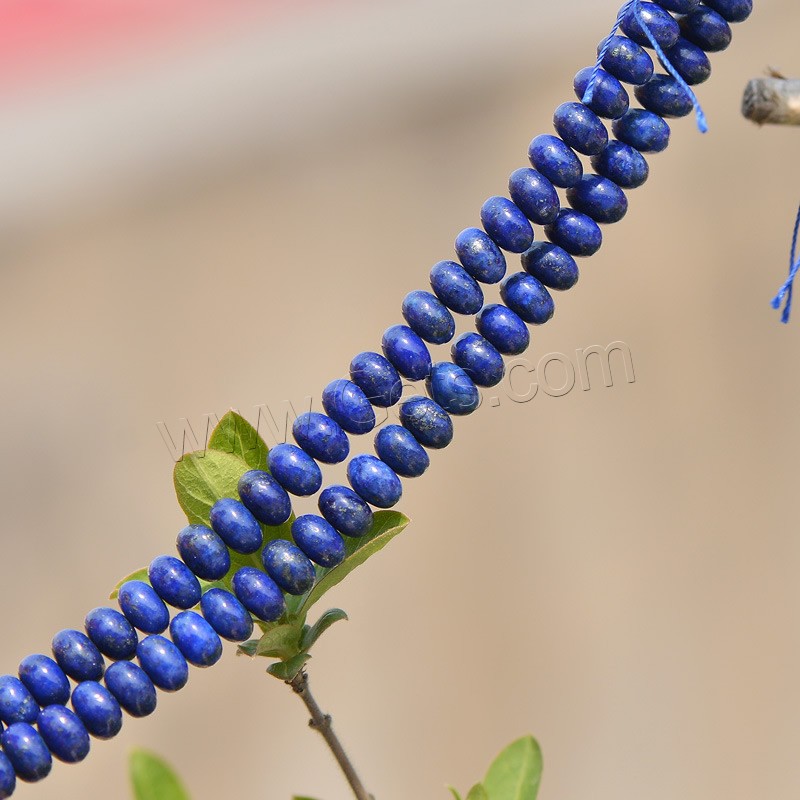 Synthetische Lapis Lazuli Perlen, synthetischer Lapis, Rondell, verschiedene Größen vorhanden, blau, Bohrung:ca. 1mm, Länge:ca. 15.5 ZollInch, verkauft von Strang