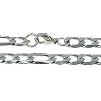 Stainless Steel Chain Necklace, plated, figaro chain Approx 22 Inch 