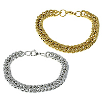 Stainless Steel Chain Bracelets, plated, curb chain 12mm Approx 8.5 Inch 