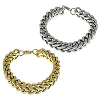 Stainless Steel Chain Bracelets, plated, wheat chain Approx 8.5 Inch 