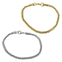 Stainless Steel Chain Bracelets, plated, wheat chain Approx 9 Inch 