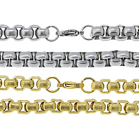 Halskette, Edelstahl, plattiert, Kastenkette, keine, 6x6x4mm, Länge:ca. 24 ZollInch, verkauft von Strang