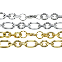 Collar de cadena de acero inoxidable, chapado, cadena Figaro, más colores para la opción, 17x10x2mm, 11x9x2mm, longitud:aproximado 22 Inch, Vendido por Sarta
