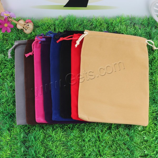 Velvet Jewelry Pouches Bags, Velveteen, with Nylon Cord, different size for choice, mixed colors, Sold By PC