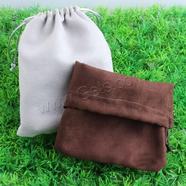 Suede Drawstring Pouches, with Nylon Cord, different size for choice, mixed colors, Sold By PC