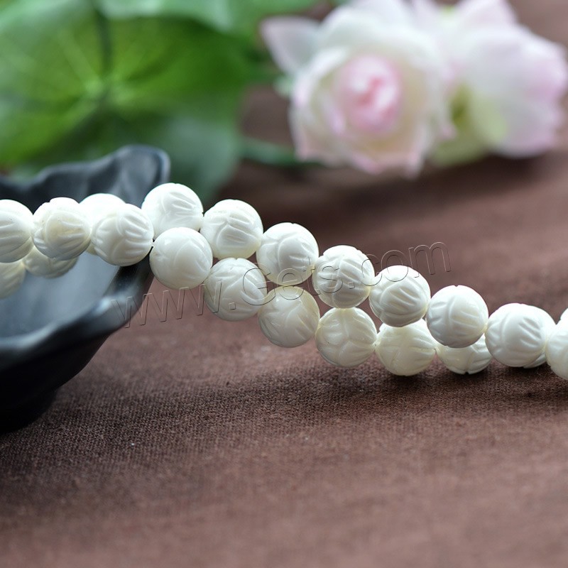 Fluted Giant Clam Beads, Round, natural, different size for choice, white, Hole:Approx 1mm, Length:Approx 15.5 Inch, Sold By Strand