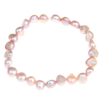 Cultured Freshwater Pearl Bracelets, Baroque, natural, purple, 7-8mm Approx 7 Inch 
