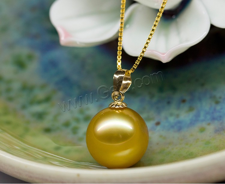 Golden South Sea Pearl Pendant, with brass bail, Round, 18K gold plated, different size for choice, Hole:Approx 2-5mm, Sold By PC