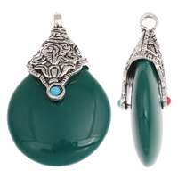 Resin Zinc Alloy Pendants, with Resin, Teardrop, antique silver color plated, aqua green, nickel, lead & cadmium free Approx 4mm 