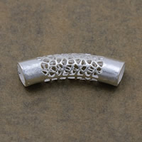 Zinc Alloy Tube Beads, Curved Tube, silver color plated, hollow Approx 8mm 
