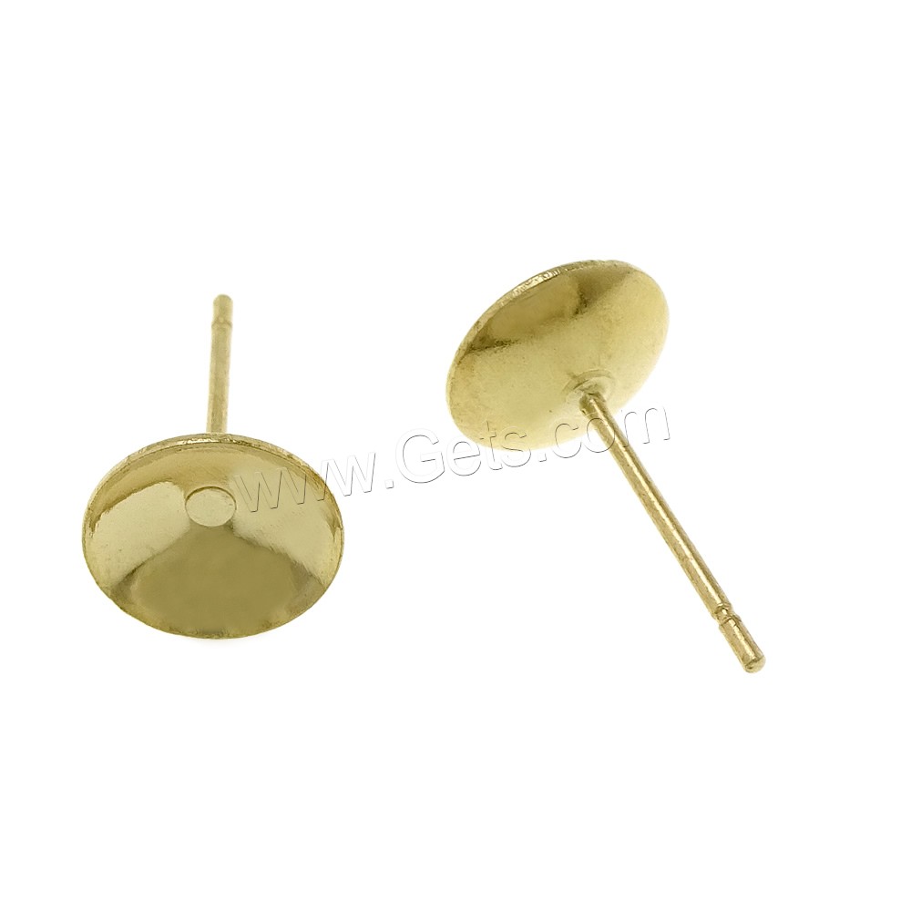Zinc Alloy Ear Stud Component, brass post pin, gold color plated, different size for choice, Sold By PC