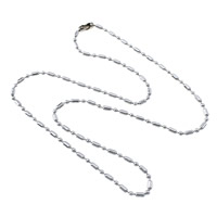 Cadena del collar de hierro, fundición, chapado en color de platina, cadena de la bola, 5x2mm, 2mm, longitud:aproximado 19 Inch, Vendido por UD