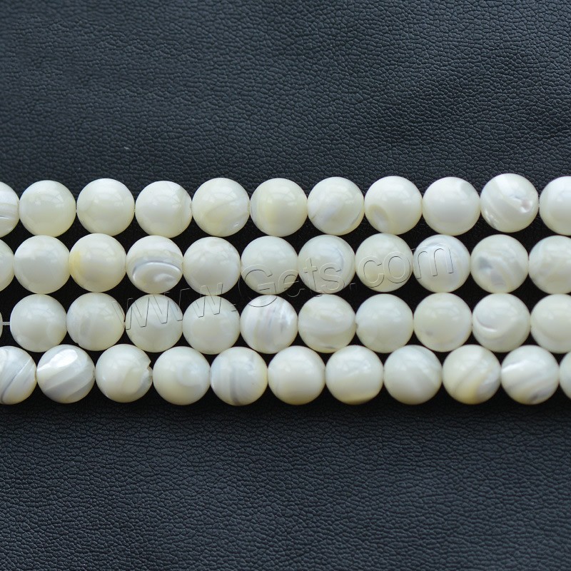 Trochus perles, Haut Coque, Rond, Placage, normes différentes pour le choix, blanc, Trou:Environ 1mm, Longueur:Environ 15.5 pouce, Vendu par brin