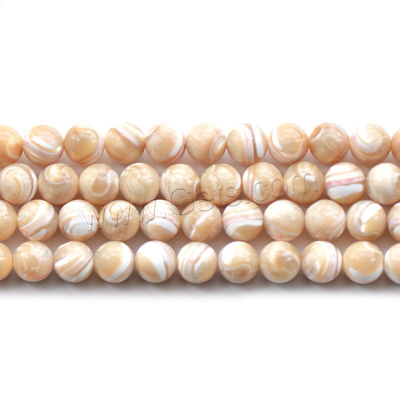 Natural Freshwater Shell Beads, Round, different size for choice, coffee color, Hole:Approx 1mm, Length:Approx 15.5 Inch, Sold By Strand