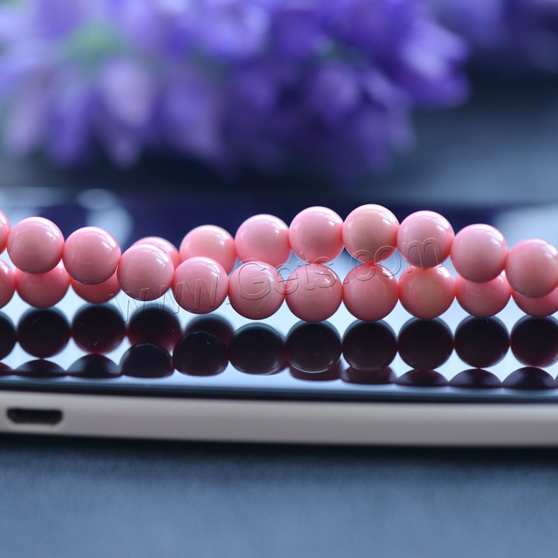 Perles de cannelé bénitiers, géant cannelé, Rond, naturel, normes différentes pour le choix, rose, Trou:Environ 1mm, Longueur:Environ 15.5 pouce, Vendu par brin