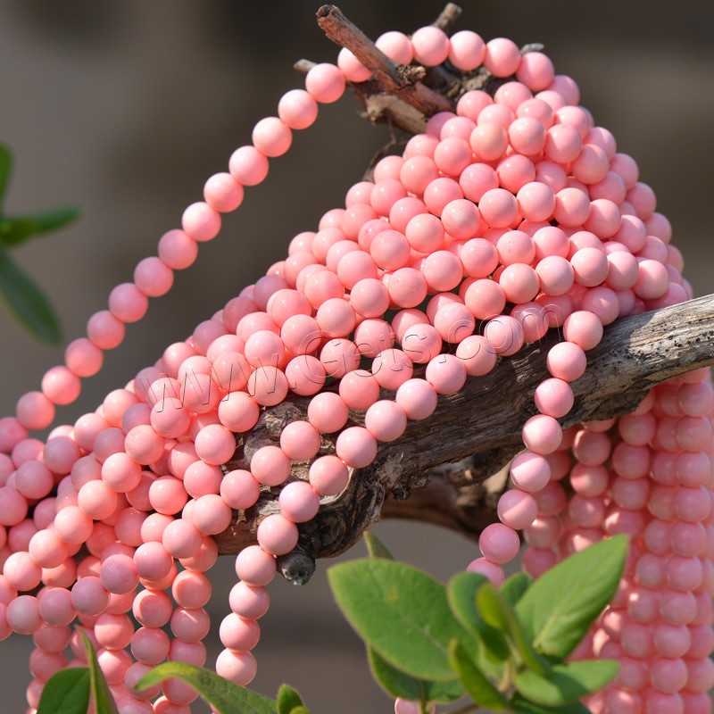 Perles de cannelé bénitiers, géant cannelé, Rond, naturel, normes différentes pour le choix, rose, Trou:Environ 1mm, Longueur:Environ 15.5 pouce, Vendu par brin