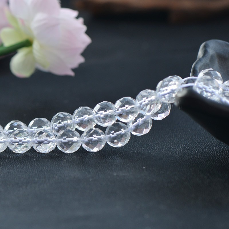 Natural Clear Quartz Beads, Round, different size for choice & faceted, Hole:Approx 1mm, Length:Approx 15.5 Inch, Sold By Strand