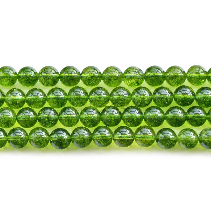 Треск кварц бусы, Потрескивание кварц, Круглая, натуральный, разный размер для выбора, кристальный зеленый, отверстие:Приблизительно 1mm, длина:Приблизительно 15.5 дюймовый, продается Strand