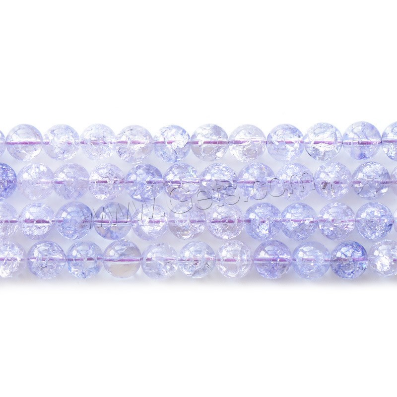 Perles quartz craquelé, Cristal craquelé, Rond, naturel, normes différentes pour le choix, LT améthyste, Trou:Environ 1mm, Longueur:Environ 15.5 pouce, Vendu par brin