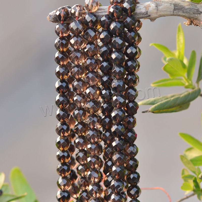 Natural Smoky Quartz Beads, Round, different size for choice & faceted, Hole:Approx 1mm, Length:Approx 15.5 Inch, Sold By Strand