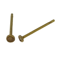 Brass Earring Stud Component, stainless steel post pin, plated 0.6mm 