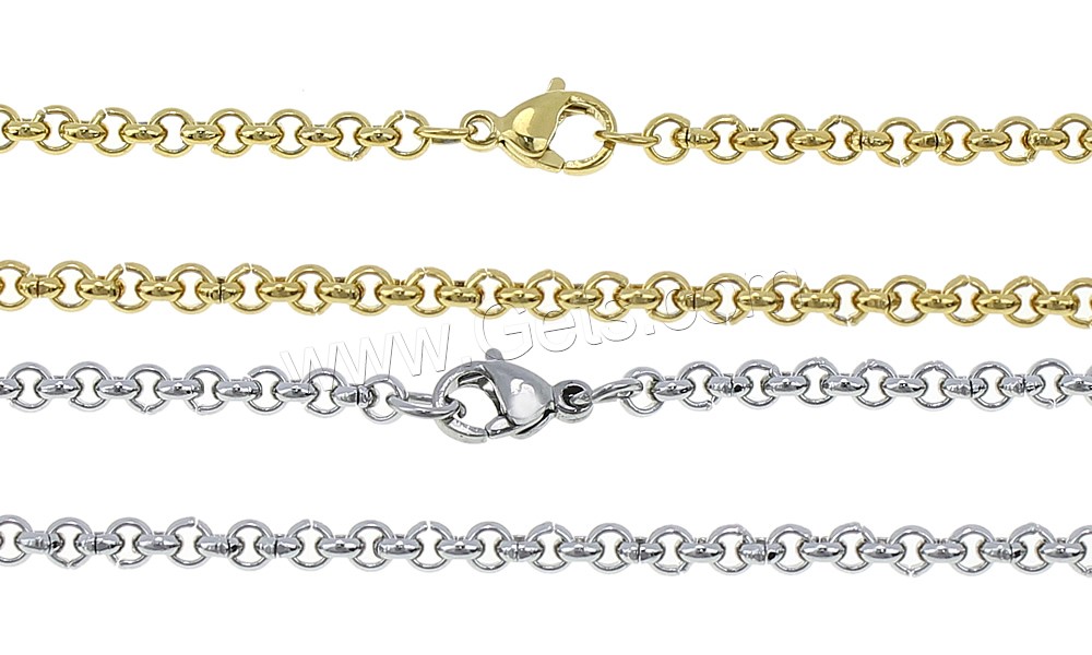 Mode Edelstahl Halskette Kette, plattiert, verschiedene Größen vorhanden & Rolo Kette, keine, Länge:ca. 19 ZollInch, verkauft von Strang
