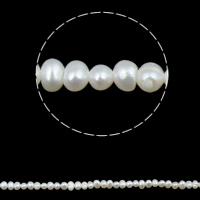 Perlas Patata Freshwater, Perlas cultivadas de agua dulce, natural, Blanco, 2.8-3.2mm, agujero:aproximado 0.8mm, longitud:aproximado 15.5 Inch, Vendido por Sarta