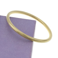 Stainless Steel Bangle, gold color plated, 5mm, Inner Approx 65mm Approx 7.5 Inch 
